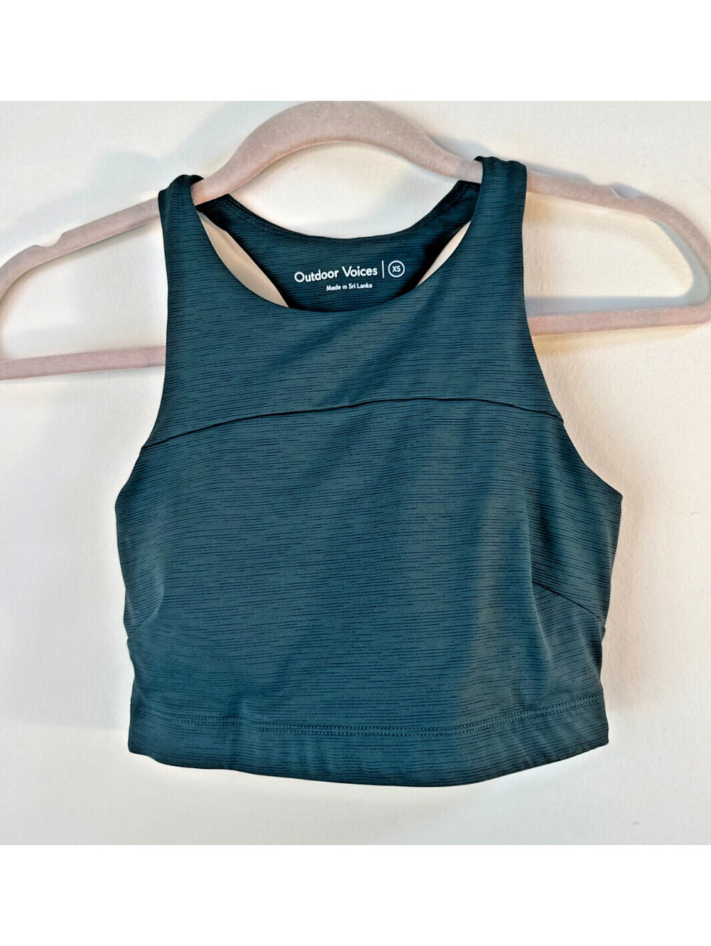 Outdoor Voices Womens XS Green Longline Sports Bra Crop Top Built In Bra